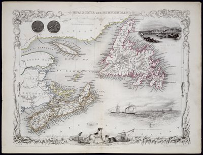 Nova Scotia and Newfoundland, from a Series of World Maps published by John Tallis und Co., New York and London, 1850s by John Rapkin